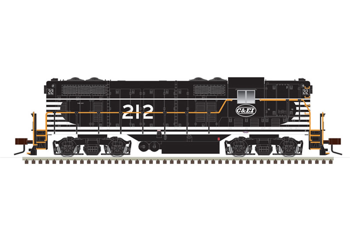 GP7 (DCC & Sound): C&EI (Black/White/Orange) 2 Rd #'s | Atlas