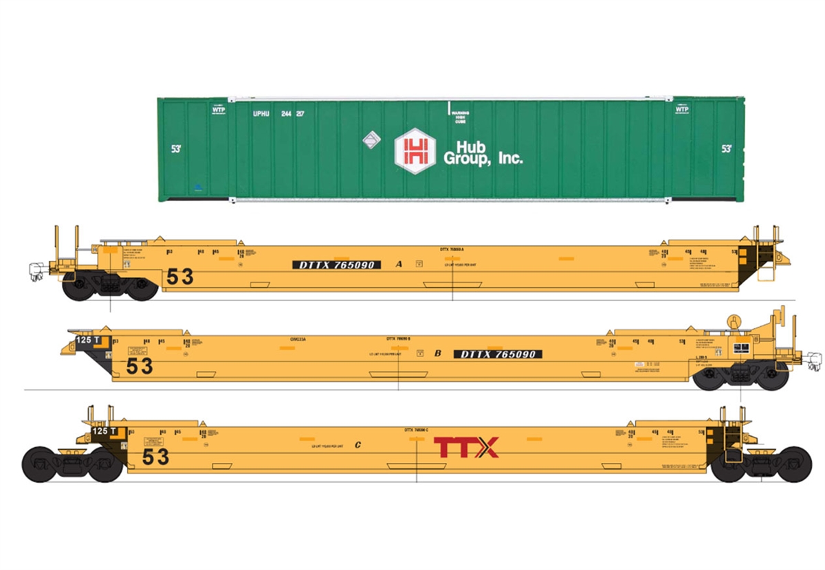 Maxi IV Stack Cars & Containers Set: DTTX Red Logo Well Cars 